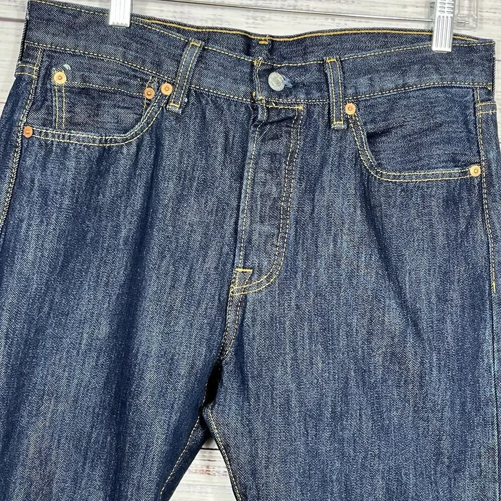 Levi's Men's 501 31x32 Original Straight Fit Jeans Dark Wash Button Fly